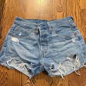 Levi's Light Blue Distressed Jean Shorts